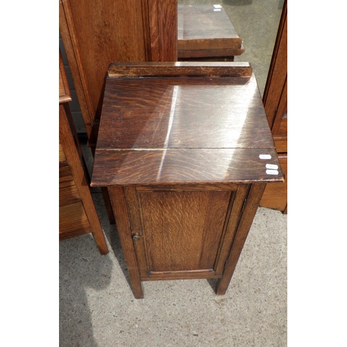 760 - A 1930's oak/ply single wardrobe and dressing chest together with a similar pot cupboard (3)