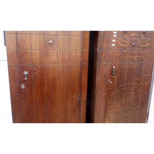 796 - Two similar oak/ply hall wardrobes