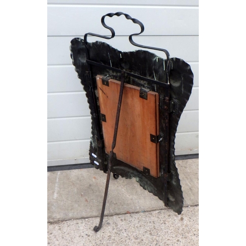 807 - A floral painted mirrored copper firescreen