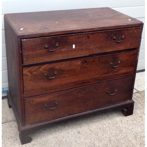 815 - Two Geo III mahogany chest's of drawers, one missing feet, a/f, 92cm wide