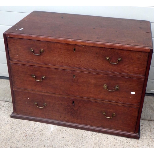 815 - Two Geo III mahogany chest's of drawers, one missing feet, a/f, 92cm wide