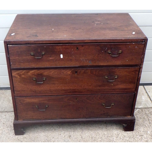 815 - Two Geo III mahogany chest's of drawers, one missing feet, a/f, 92cm wide