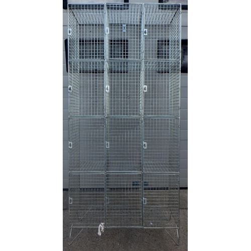 826 - A set of mesh lockers, 92cm wide, 197cm tall