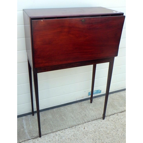 836 - A 19th cen secretaire cabinet with secret compartment & Bramah lock, missing key on a later Edwardia... 