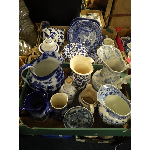 182 - A collection of blue and white ceramics, 19th cent and later incl tureens and modern reproductions. ... 