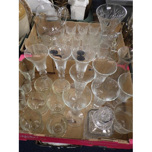 183 - Glassware incl drinking glasses and decorative silvered glass.  Some a/f (4)