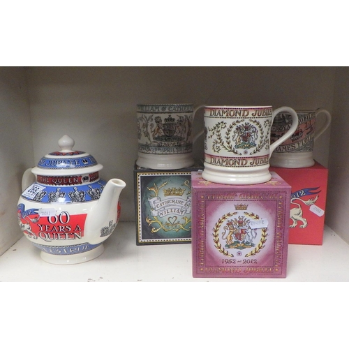 268 - Emma Bridgewater, Two large plates, one small plate, three Royal boxed mugs and a 60 Years A Queen T... 