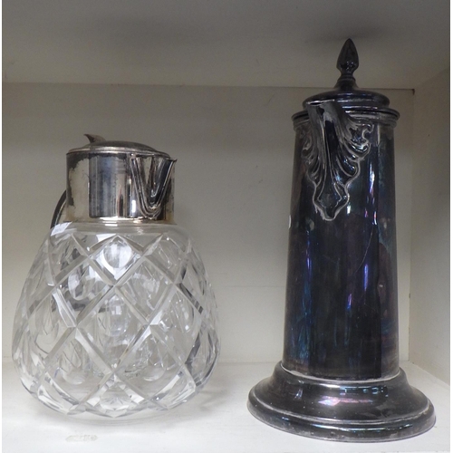 271 - A large EPBM stein together with a large plated mounted cut glass water jug (2).