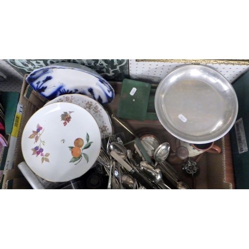 295 - A quantity of misc to include cutlery, scales mirror etc (2).