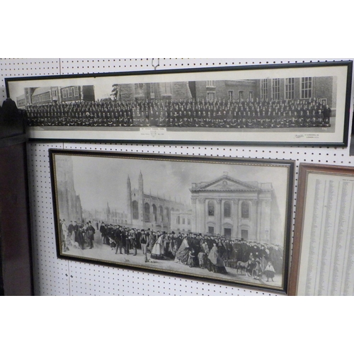 302 - A framed map of Lincolnshire together with a Framed street map of York, group photograph St.Peter`s ... 