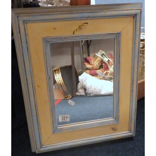 321 - A large mirror with wide floral painted frame 75 x 94 cm together with two further mirrors (3).