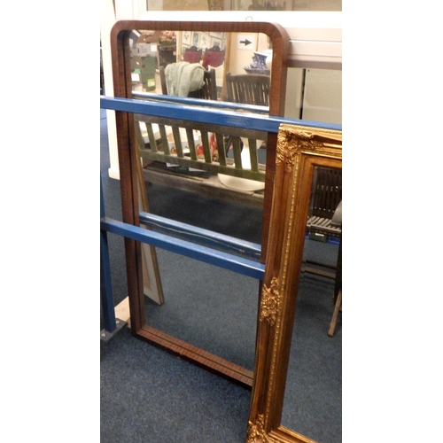 334 - A large gilt framed bevelled mirror 80 X 110CM together with two further mirrors (3).