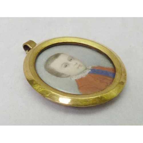 356 - Justinian Saunders Bentley Nutt as a boy, Penelope Carwardine (1730 - 1800) initialled PC, 30 x 25mm... 