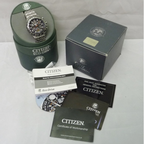 365 - A Citizen SkyHawk Eco-Drive WR200 chronograph bracelet wristwatch, steel.  Boxed with papers, notabl... 