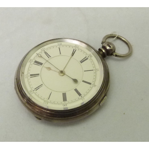 370 - A pocket watch having an English 3/4 plate lever movement with centre seconds hand in a silver case.... 