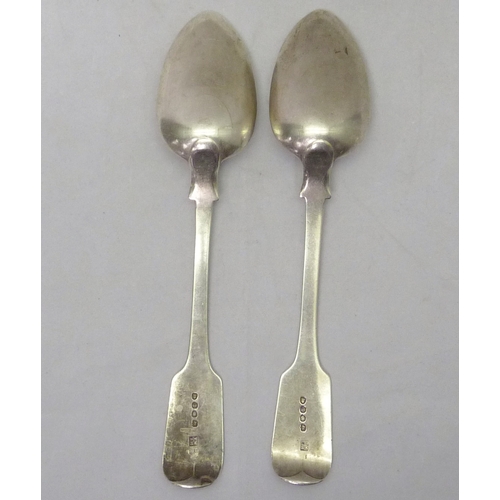 429 - A pair of George III fiddle pattern table spoons both engraved with initial , Thomas Wallis & Jonath... 