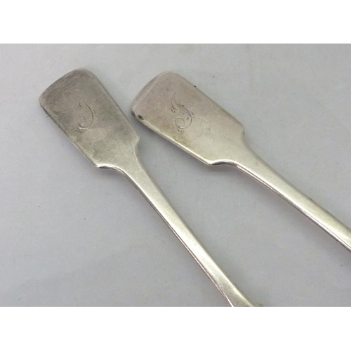 429 - A pair of George III fiddle pattern table spoons both engraved with initial , Thomas Wallis & Jonath... 