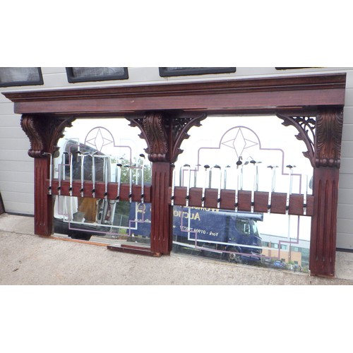 885 - A large  two section mirrored bar back (a/f) approx 554cm long