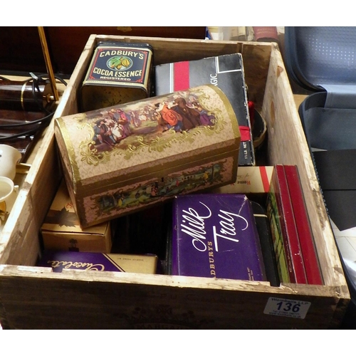 136 - A group of vintage advertising chocolate boxes and tins