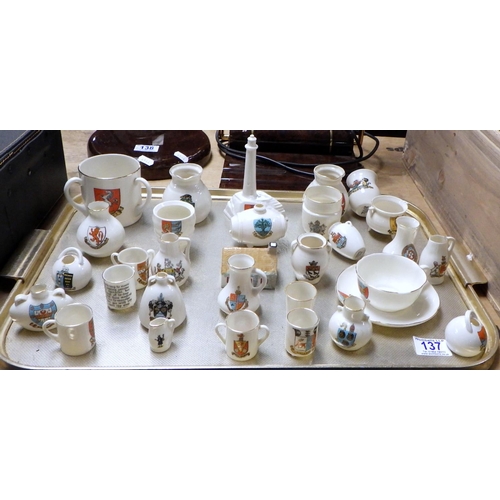 137 - A qty of approximately 25 pieces of crested china