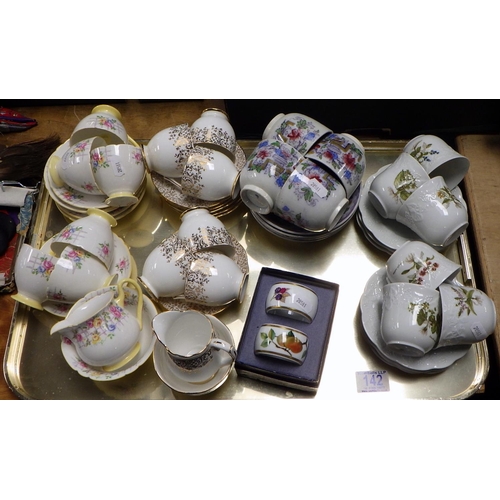 142 - Six Shelley Rose Trellis cups and saucers sugar bowl and milk jug, together with further tea ware.