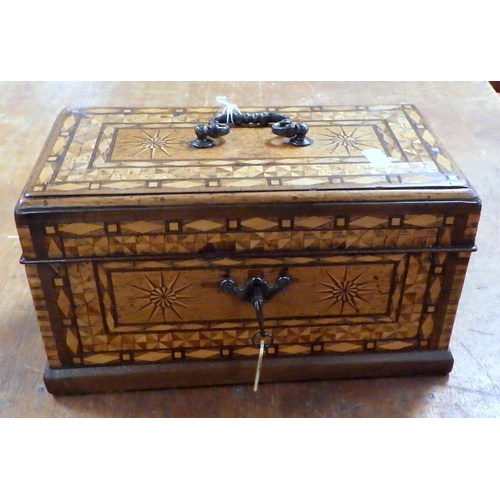 148 - A 19thC mahogany inlaid tea caddy 27cm wide
