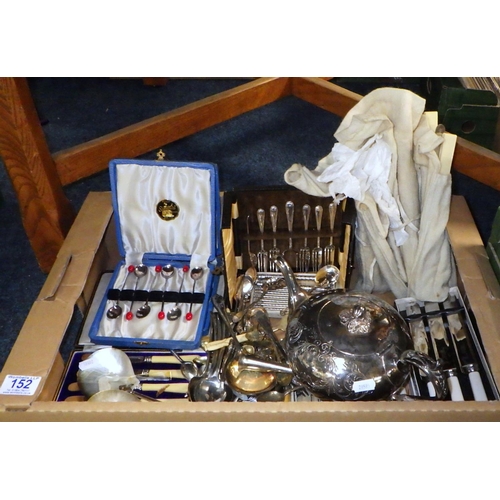 152 - A qty of various silver plate, mainly cutlery.