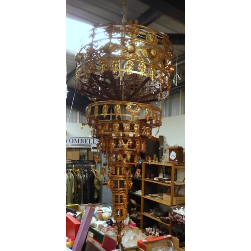 167 - A huge Eastern influenced tiered ceiling light af, approx 150cm drop