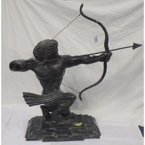 180 - A large heavy cast meta archer af, 64cm tall.