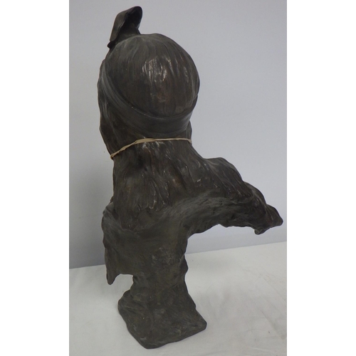 177 - Villanis Bohemienne cast metal bust 43cm tall.