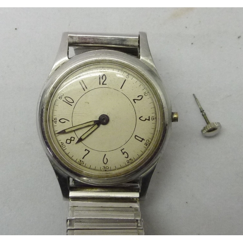 374 - A Longines wristwatch having a manual wind movement in a chrome plated case with a Bauhaus influence... 