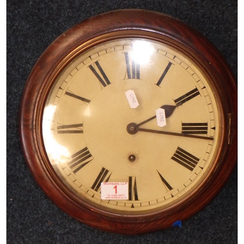 1 - A Victorian wall clock 33cm diameter.