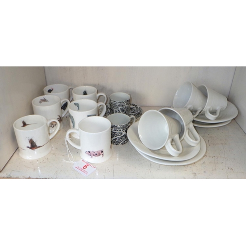 6 - Six Clare Brownlow cups together with 4 Sophie Conran cups and saucers etc.