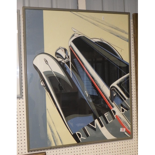 25 - A large framed Riviera poster 72 x 86cm together with a West Ward poster (2).