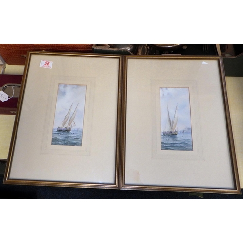 26 - Two framed mixed media sailboats 31 x 41cm unsigned (2).