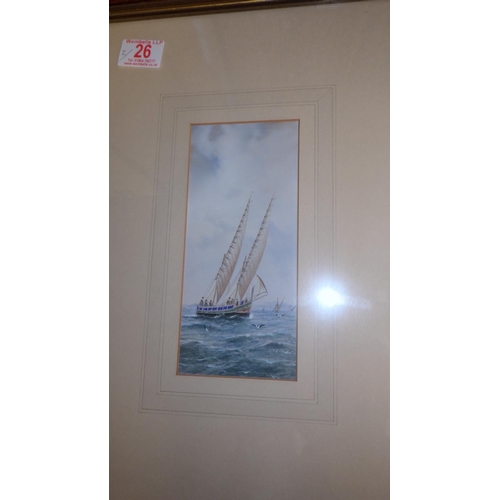 26 - Two framed mixed media sailboats 31 x 41cm unsigned (2).