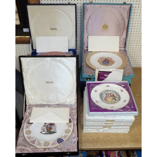 42 - 11 Spode Cathedral plates boxed together with 5 Royal Doulton Valentines day plates