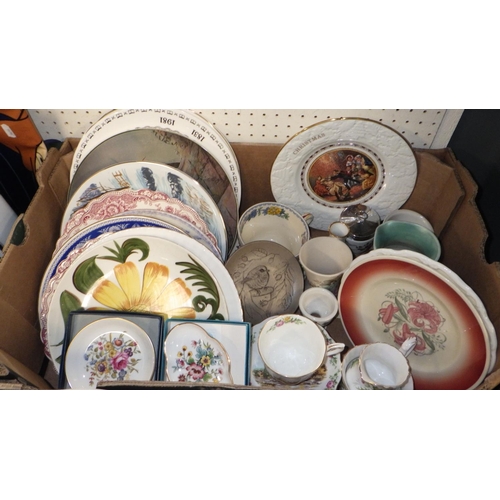 74 - Two boxes of misc ceramics to include Carlton ware, Susie Cooper, Brambly Hedge , Crown Devon etc (2... 