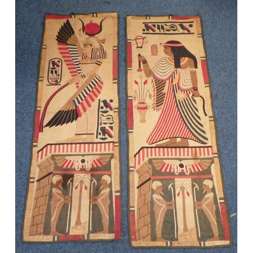 183 - Two large Egyptian wall hangings together with further textiles