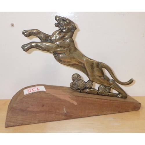 135 - A Bronze panther car mascot 13 x 23cm not including the base.