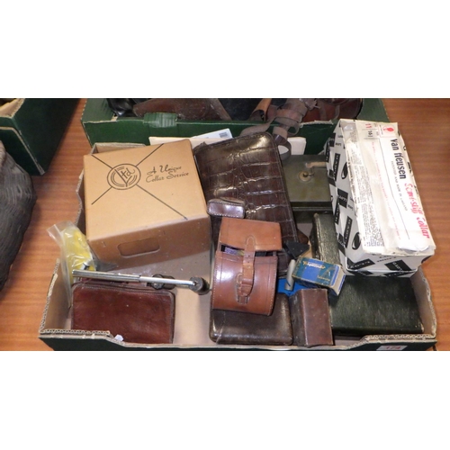 174 - A group of leather vanity boxes, hats, boots etc (2).