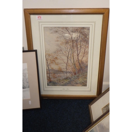 476 - A framed indistinctly signe watercolour 