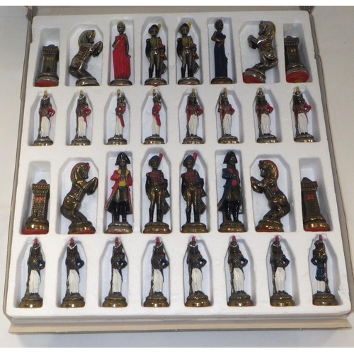 521 - A Italian cast metal boxed chess set