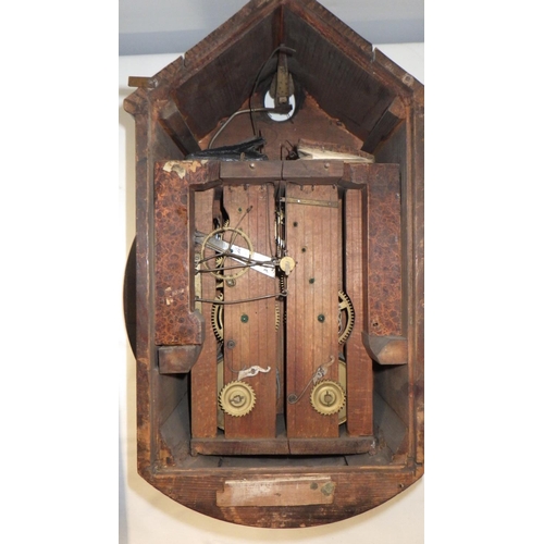 549 - A Mahogany cased double Fusee cuckoo clock, bearing label Camerer, Cuss  & Co 35 x 45cm. No pendulum... 