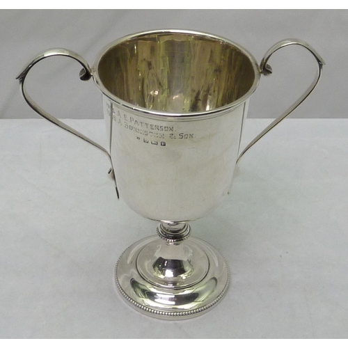 391 - A silver trophy cup, Knaresborough Show interest, 20th cent, a/f.  150mm  / 140gr