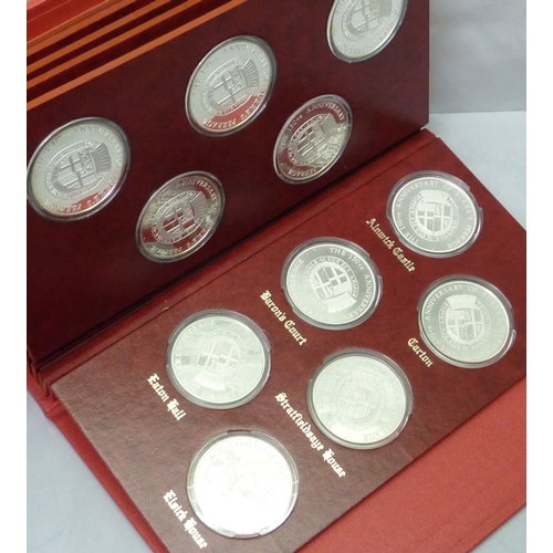 400 - The 150th Anniversary of Burke's Peerage: a twenty five medal set in book-style case, silver late 20... 