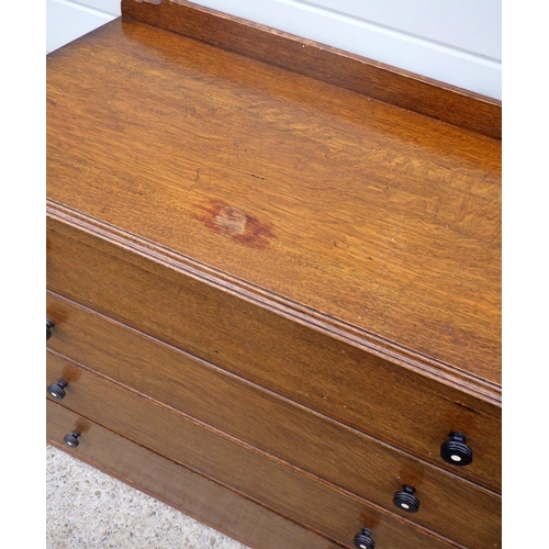 610 - An Edwardian mahogany & inlaid bureau together with a 1930's oak chest of drawers (a/f)