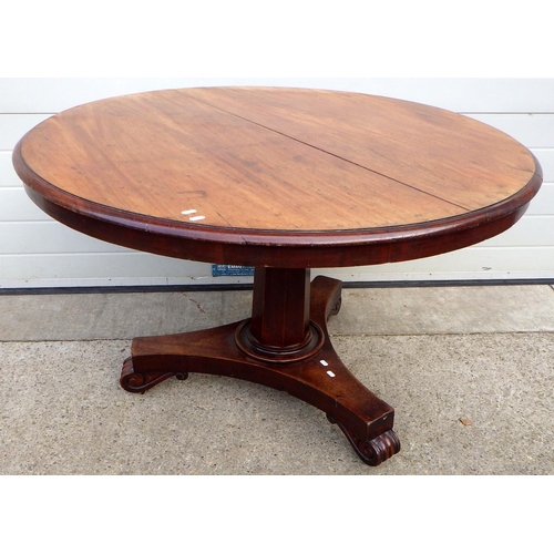 648 - A Victorian mahogany breakfast table, with replacement bolts together with a reproduction side table... 