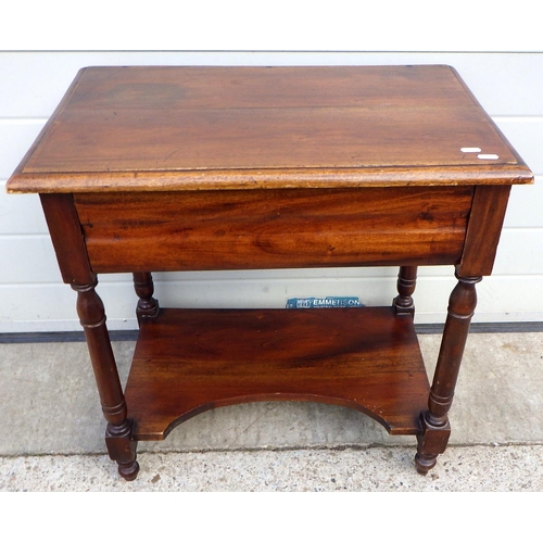 648 - A Victorian mahogany breakfast table, with replacement bolts together with a reproduction side table... 