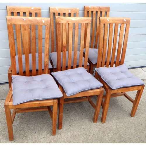 708 - A set of six hardwood dining chairs